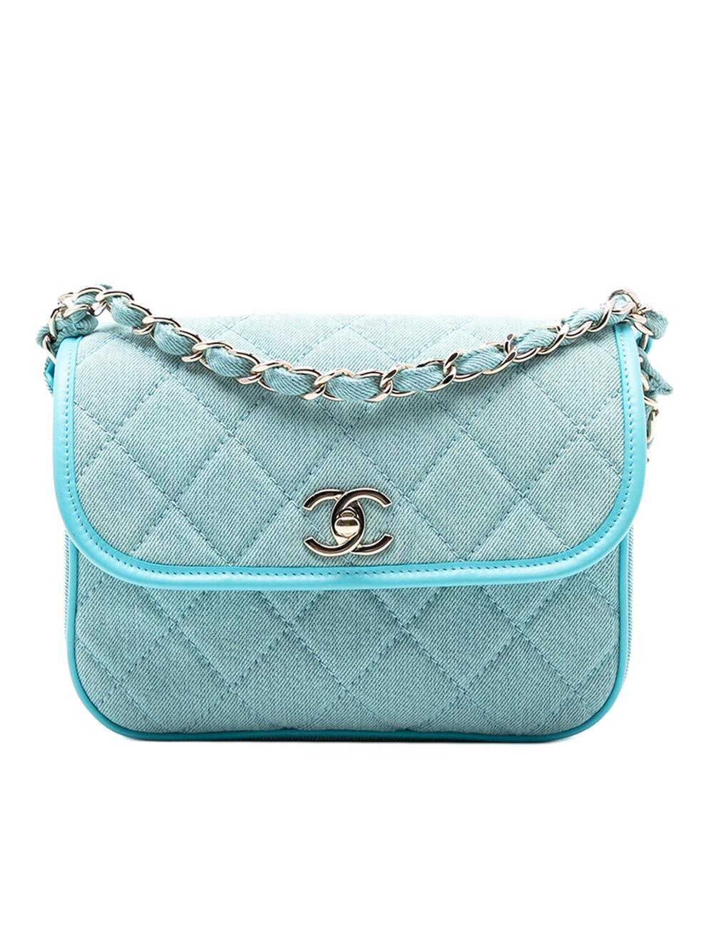 Chanel Flap Messenger Bag Quilted Denim #275605C30B